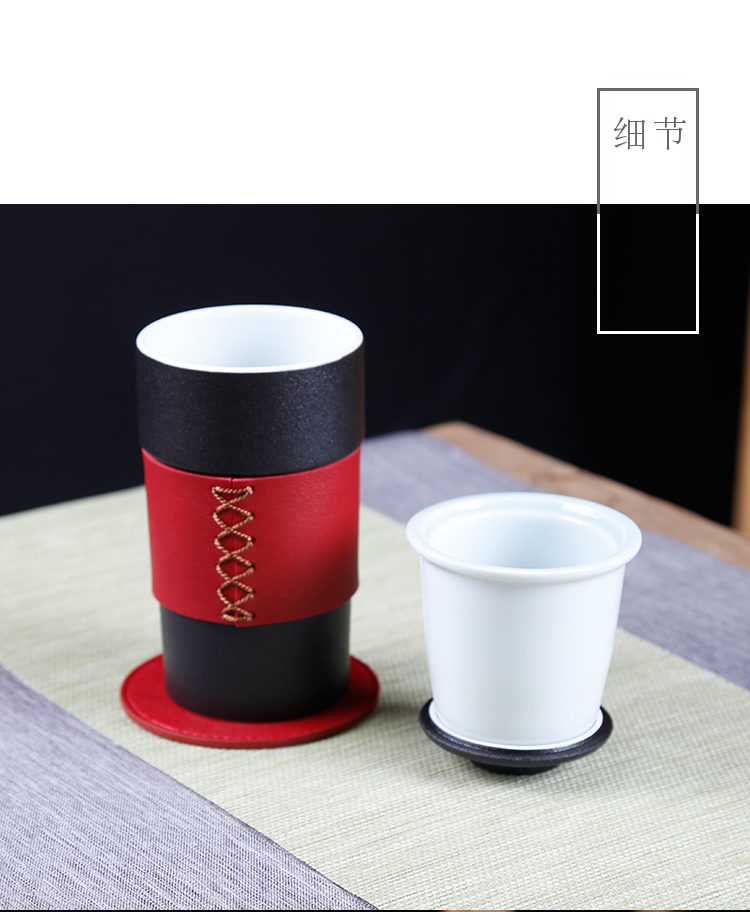 The ancient sheng up line edge enamel - lined keep - a warm glass tea cup men 's and women' s imperial palace large portable cup cup gift