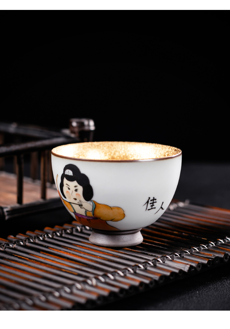 Town of your up kung fu tea colored enamel characters hand - made ceramic cups sample tea cup master cup single cup golden cup