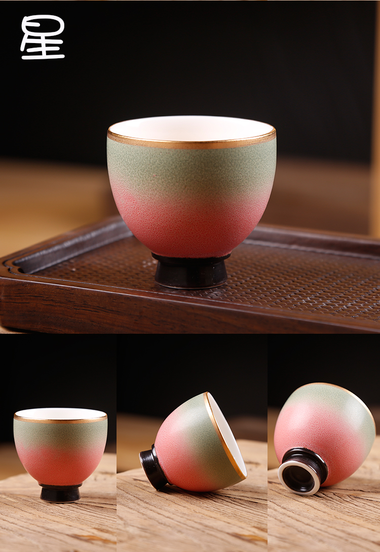 Variable seasons of building ceramic sample tea cup lamp cup master cup stars four color tea red glaze, a single CPU