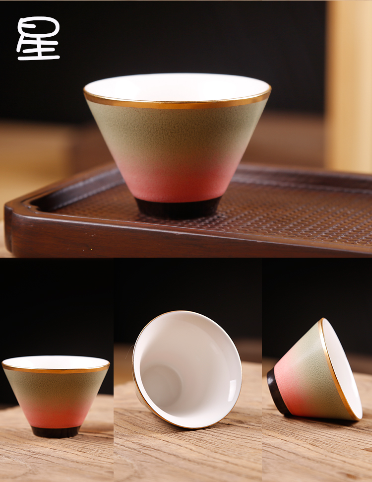 Variable seasons of building ceramic sample tea cup lamp cup master cup stars four color tea red glaze, a single CPU