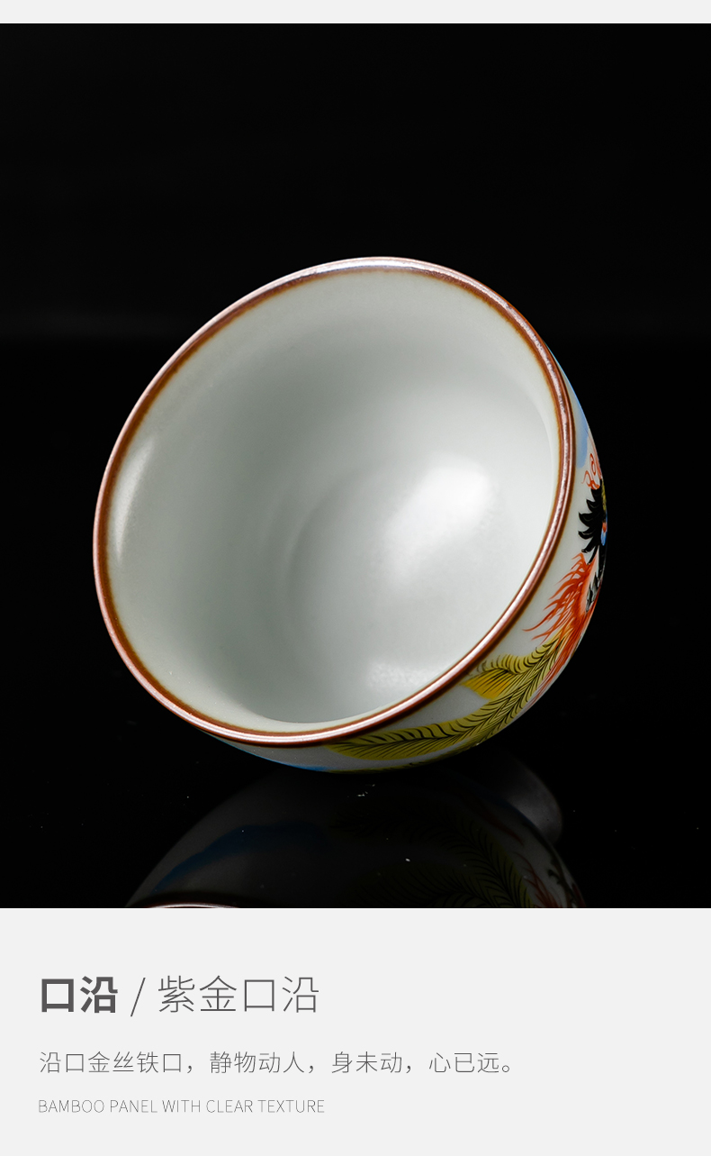 Gu ye sheng up up market metrix one cup of a cup of pure checking ceramic sample tea cup hand - made zodiac longfeng kung fu tea cup