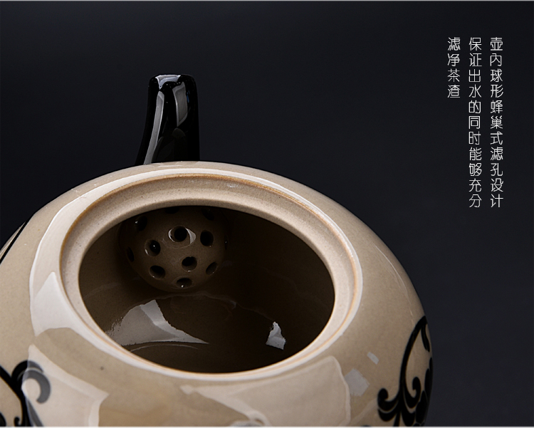 Ancient sheng up cizhou kilns tureen tea set single cup set of ceramic household kung fu volume grass grain male cup teapot