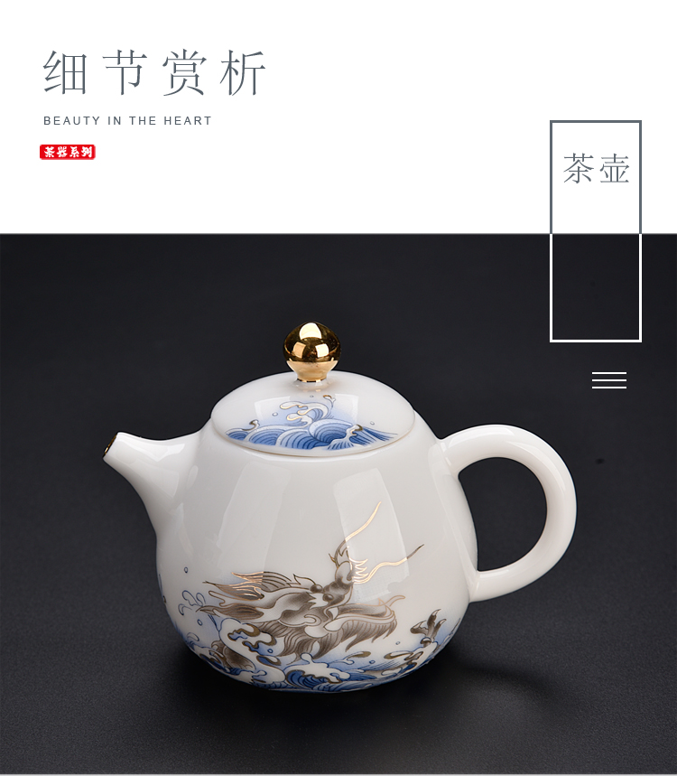 Ancient sheng put out to sea blue and white dragon up enamel now pot two cup teapot cup tea home tea tureen tea pot