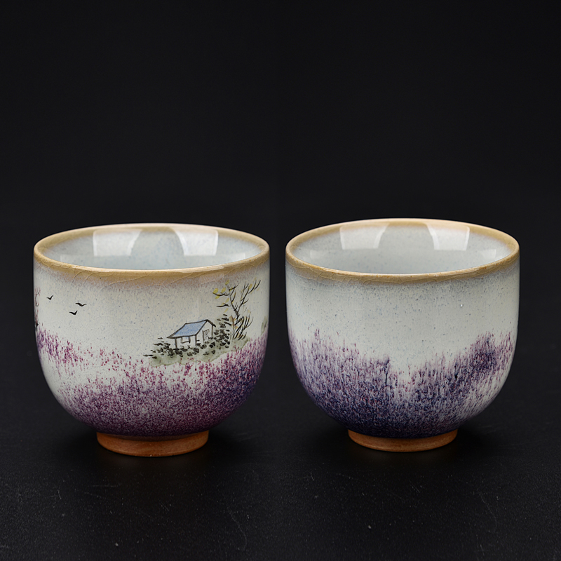 Ancient sheng up teacups hand - made ceramic sheet glass up with jun open title of single cup tea house, the master sample tea cup