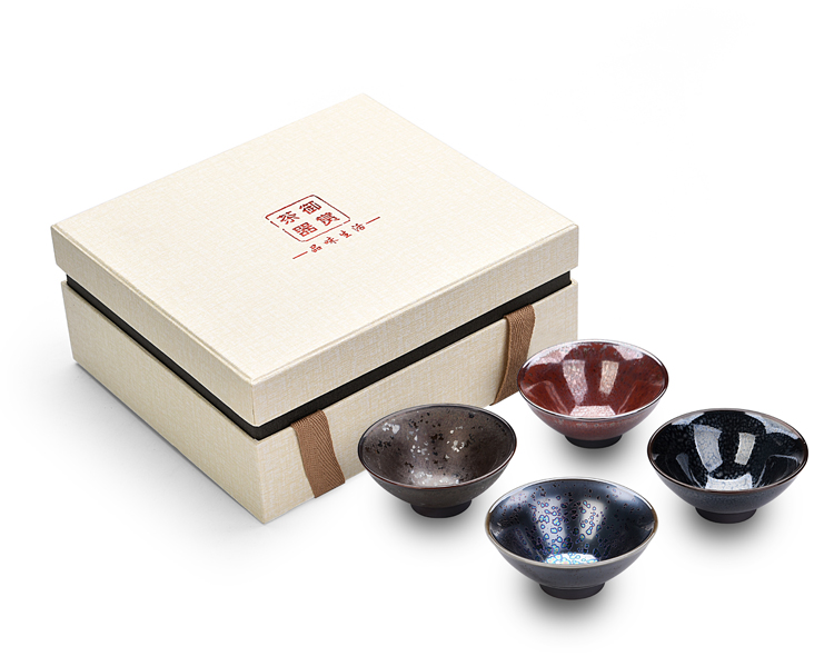 Ancient sheng up new squama obsidian sky become LangHao built light ceramic sample tea cup small bowl colorful light oil cups