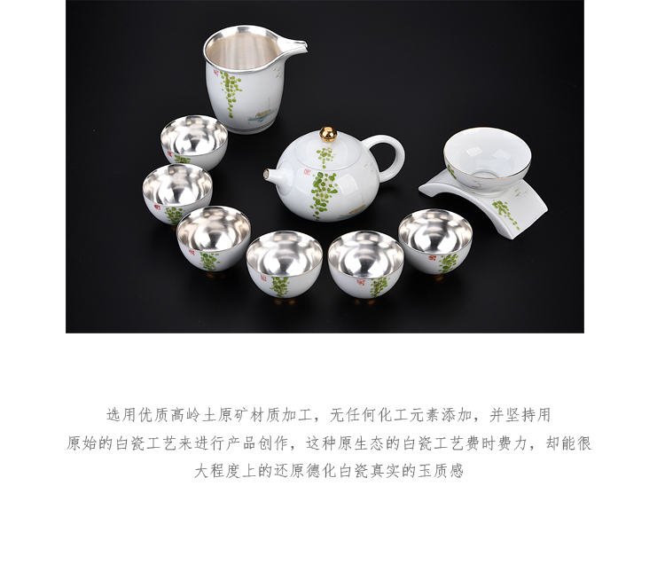 The ancient sheng jade blue and white safflower ceramic up new hand - made porcelain coppering. As silver suit household fair sample tea cup tea cup