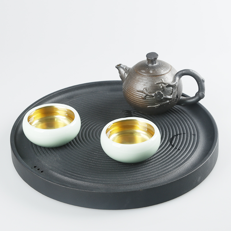 Ancient sheng up new hand - made cup 99 silver ceramics sample tea cup kung fu tea cup tasted silver gilding master cup celadon
