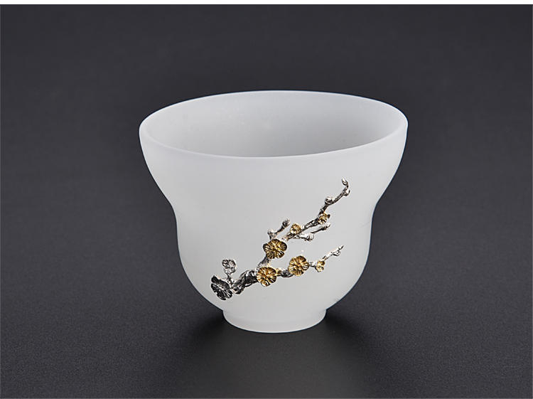 Ancient sheng up new gourd white porcelain Mosaic jade inlaid with silver coloured glaze ceramic whitebait cup sample tea cup master CPU