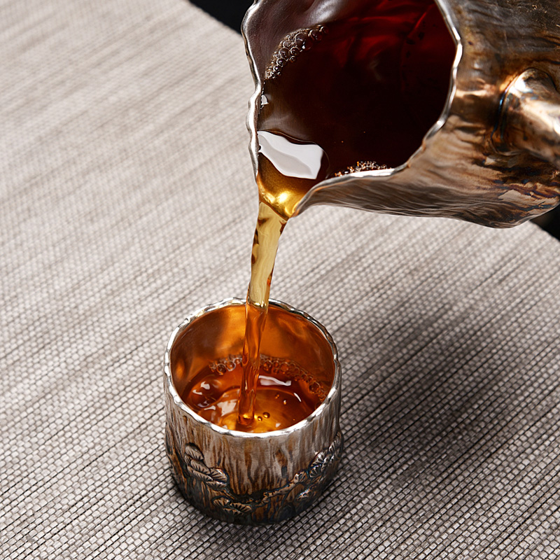 Ancient sheng up new archaize ceramic tea tasted silver gilding do old pine crane, large size 7 see colour sample tea cup up silver cup lamp