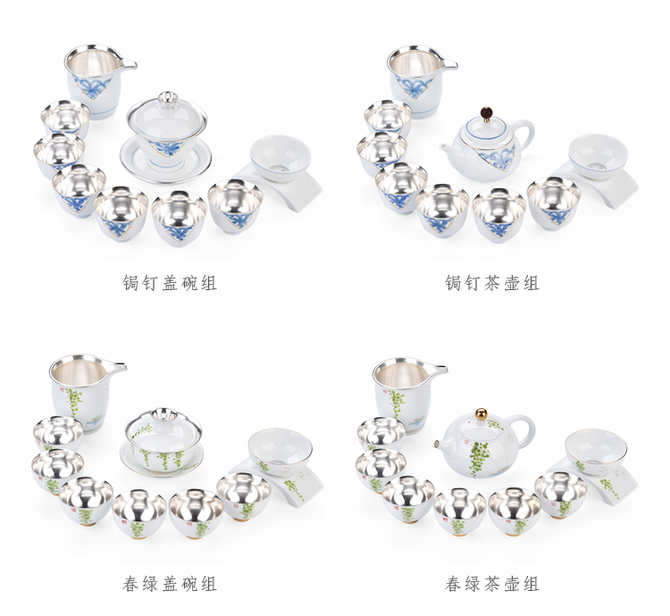 The ancient sheng jade blue and white safflower ceramic up new hand - made porcelain coppering. As silver suit household fair sample tea cup tea cup