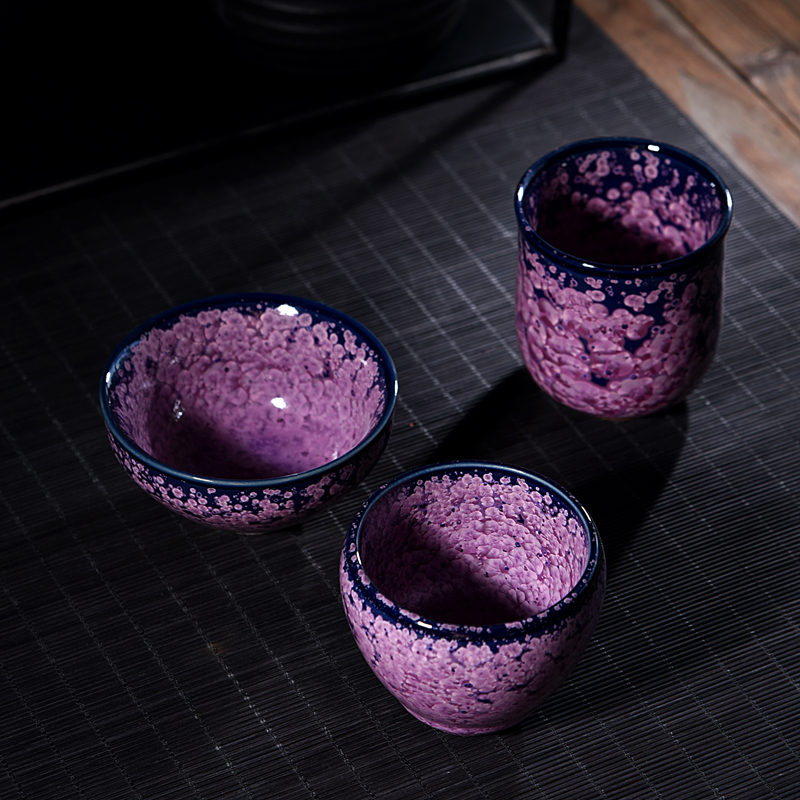 The ancient sheng up new egg cup and then built red glaze, ceramic colorful obsidian variable oil droplets master cup bowl