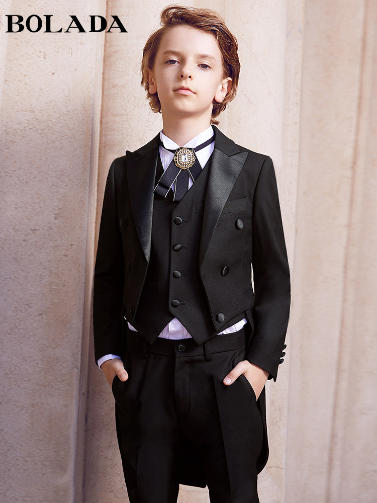 (Heavy) Children's Suit Suit Flower Girl Children's Dress Five-piece Boys Suit Little Boy Piano Performance