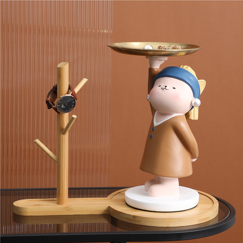 Pearl girl hanging key frame ornaments door-to-door hook decoration porch storage perfume lipstick watch storage