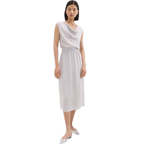 Theory 2024 Spring and Summer Womens Silk Sleeveless Drape Collar Dress O0102618