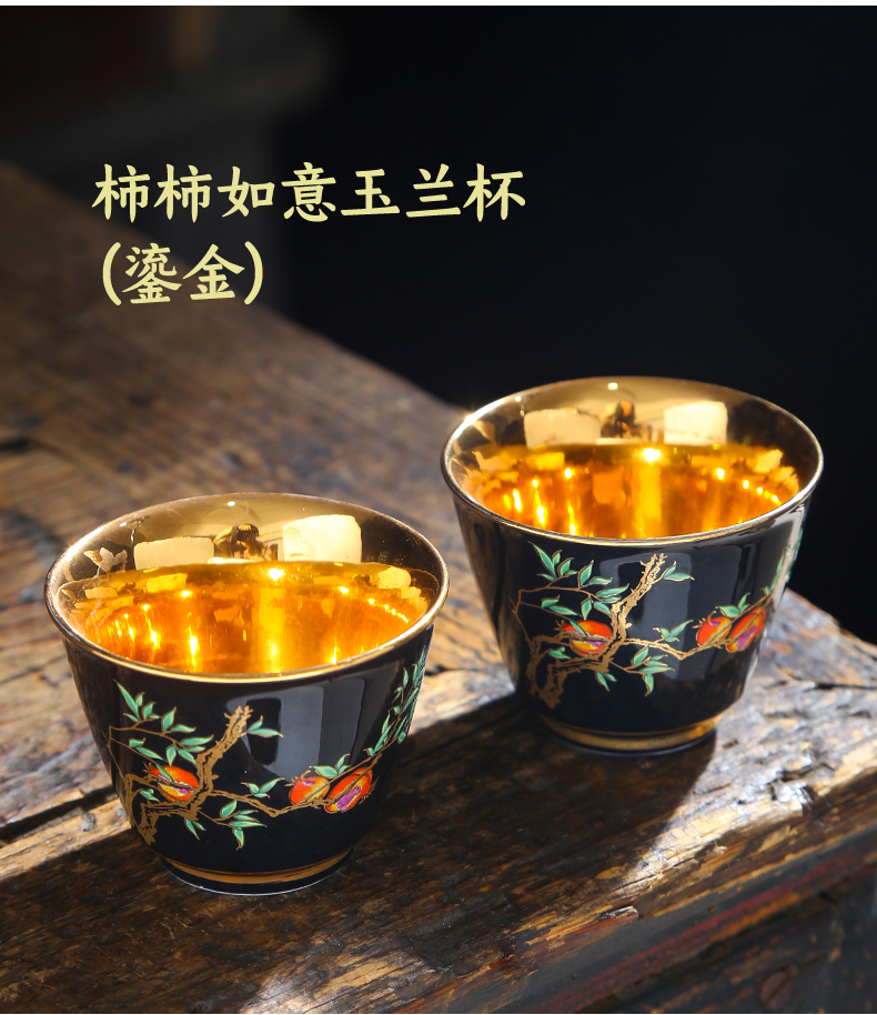 Ceramic tea tasted silver gilding master cup of blue and white, single CPU household kung fu tea tea cup single sample tea cup customization