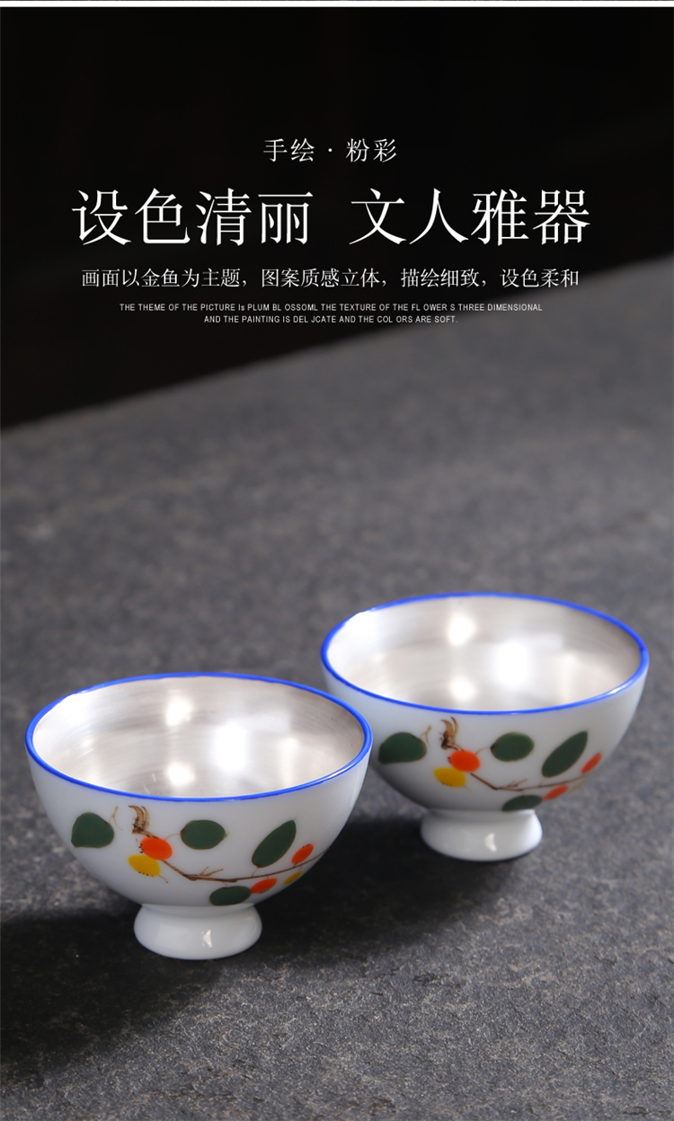 Gold hand made blue and white porcelain cups kung fu tea tea set ceramic masters cup, small cup single sample tea cup bowl