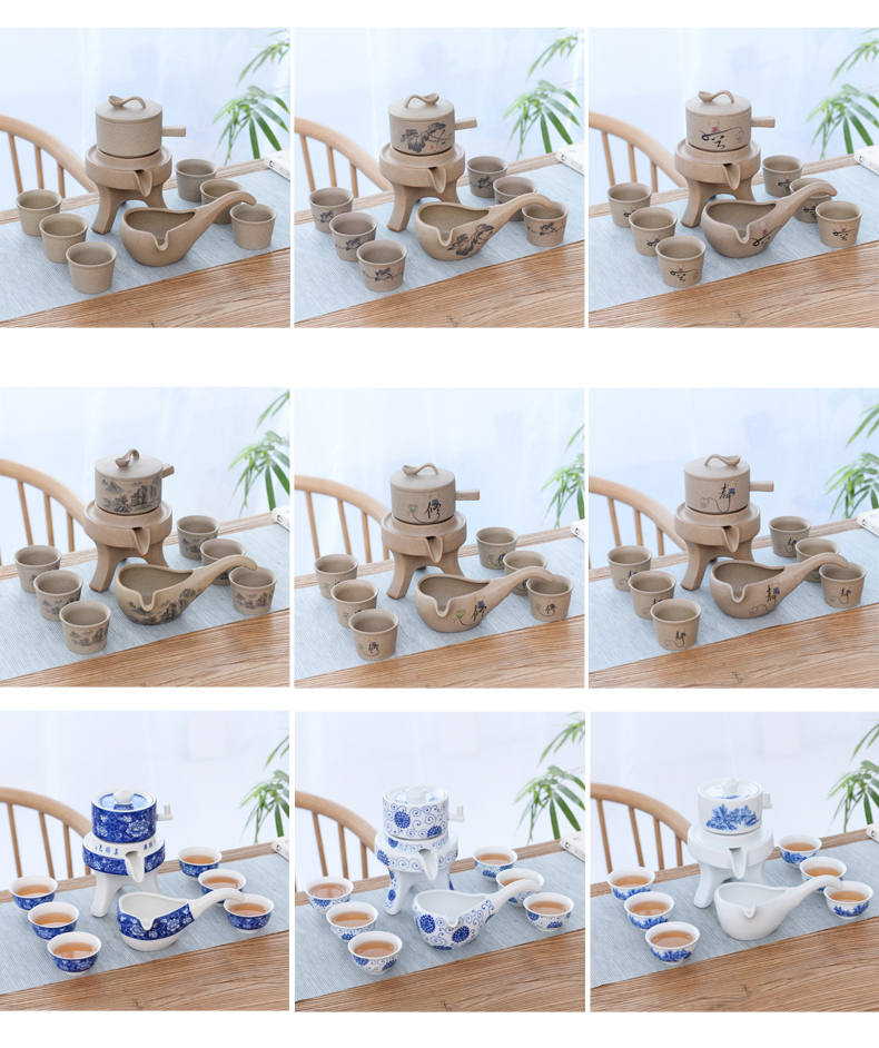 Sifang macro lazy hot tea set automatically suit household purple sand tea; Preventer teapot teacup tea tea accessories