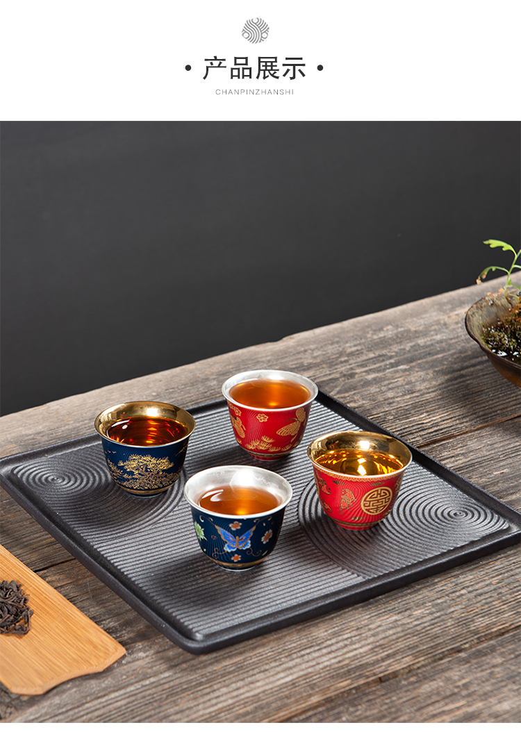 The Master cup single cup 999 sterling silver cup tea ceramic sample tea cup with silver, kung fu bowl is pure manual coppering. As silver cup