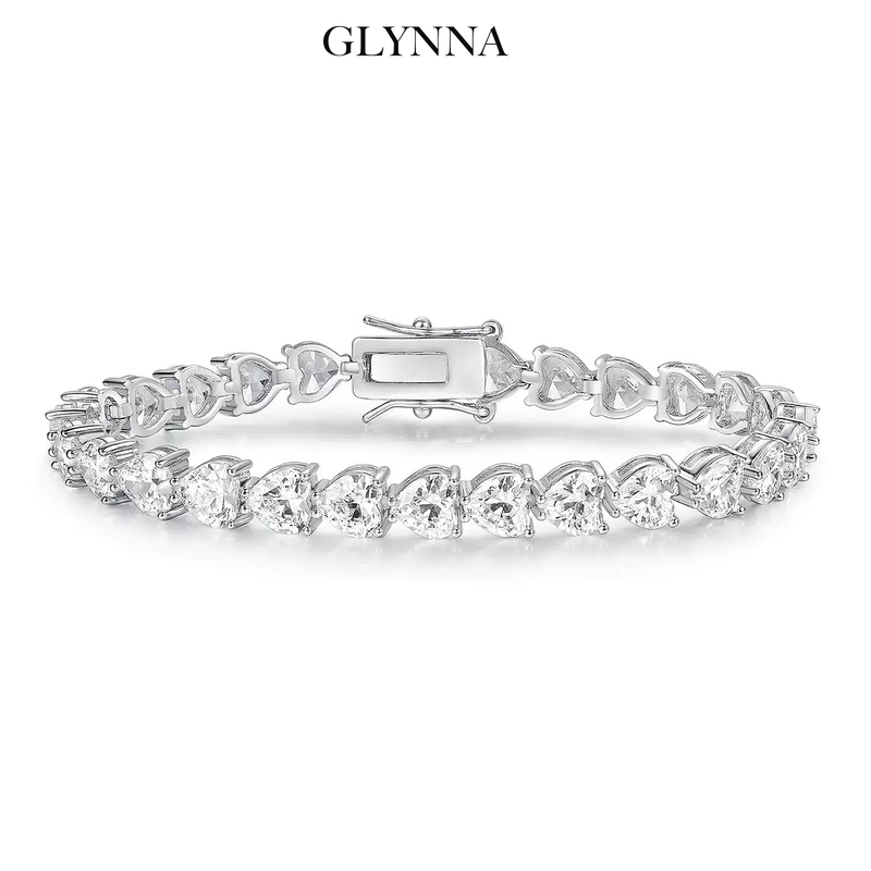 Blackpink Style Tennis Bracelet Heart-Shaped Full Diamond Plated 18K Platinum High-End Birthday Gift for Men and Women Blackpink Style Tennis Bracelet Heart-Shaped Full Diamond Plated 18K Platinum High-End Birthday Gift for Men and Women