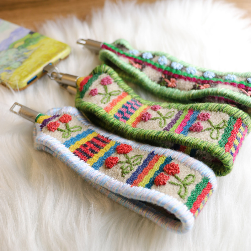 Handmade Embroidered Mobile Phone Strap from Mo'O Grandma by the Lugu Lake, Wool Woven Ethnic Style Intangible Cultural Heritage Mobile Phone Cord