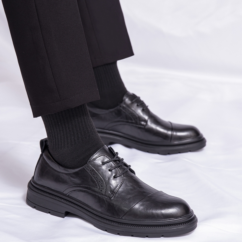 Кожаная новая деловая официальная одежда; мужская кожаная обувь; повседневные дышащие свадебные туфли в британском стиле на мягкой подошве; высококачественные кожаные туфли-дерби