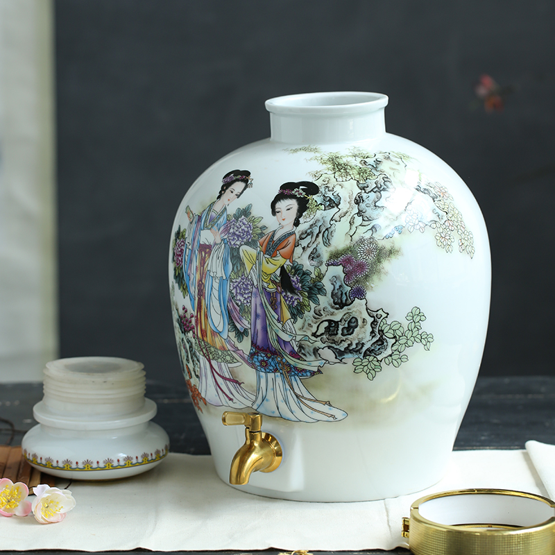 Jingdezhen ceramic jars mercifully bottle with tap 10 jins 20 jins 30 jin wine 50 kg it sealed jar