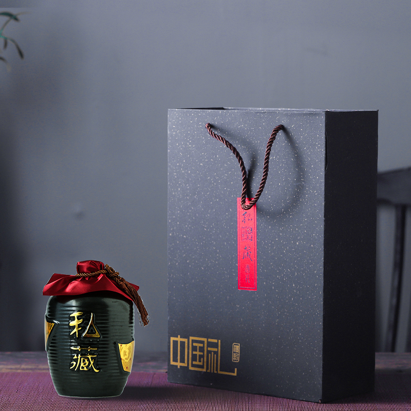 Jingdezhen ceramic bottle and one 1 catty jin seal wine jar Mid - Autumn festival gift JinHe suit