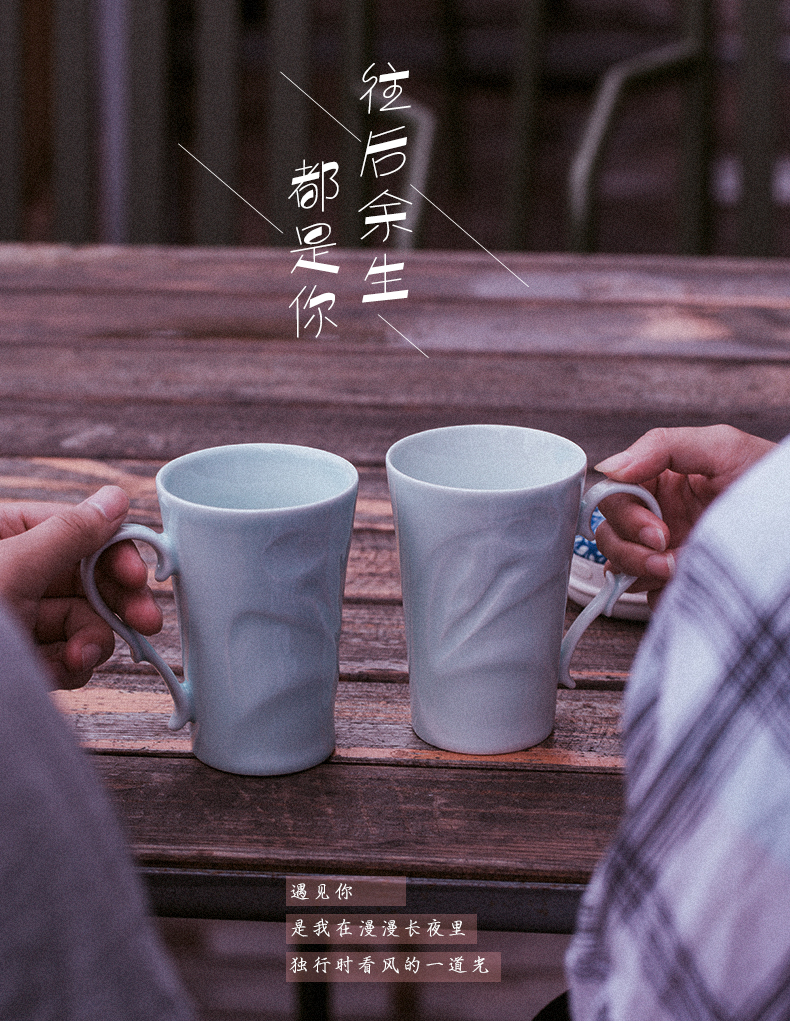 Chinese mark cup ceramic cups milk cup office cup breakfast cup of valentine 's day, birthday gift couples of CPU