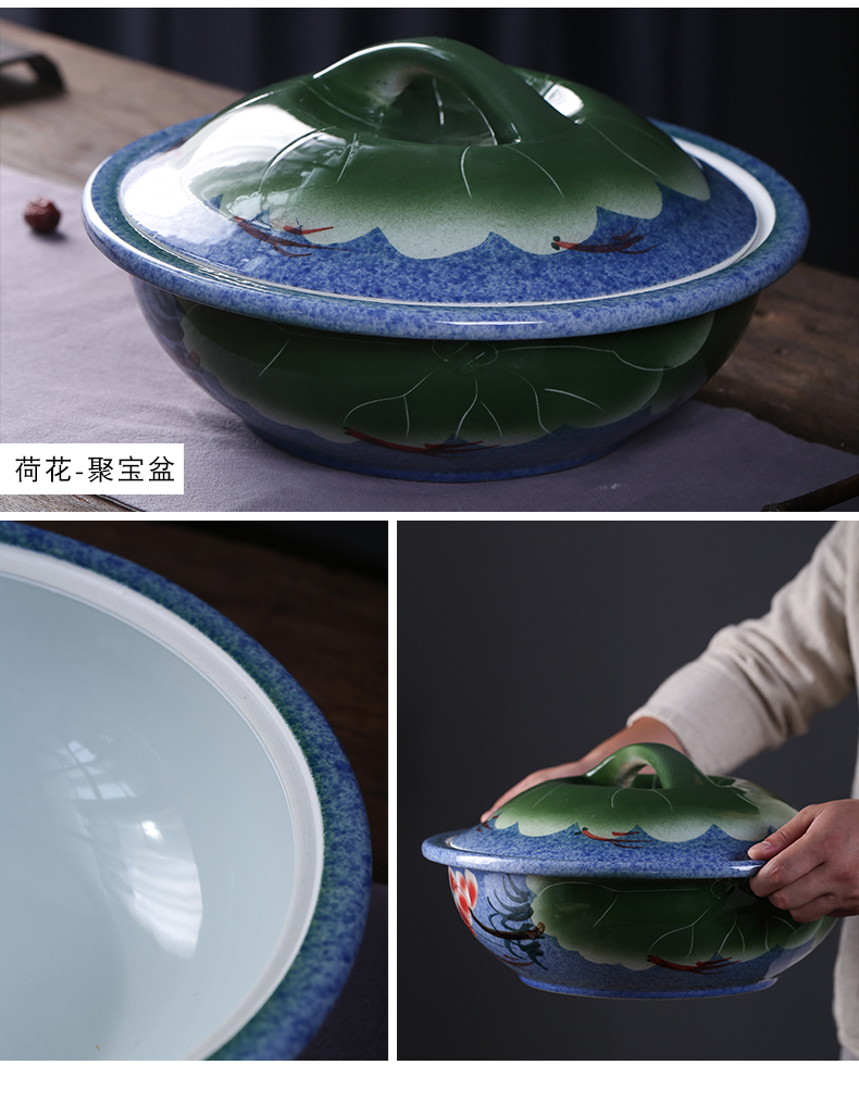 Barrel of jingdezhen ceramics with cover household rice storage box sealing insect - resistant 10/20 jin pickles jar of flour ricer box