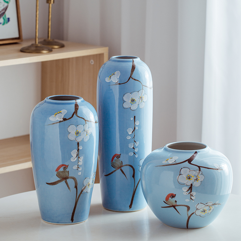 Jingdezhen ceramic vase furnishing articles of Chinese style hall, dry flower, flower arranging bottles creative Chinese wind desktop porch decoration