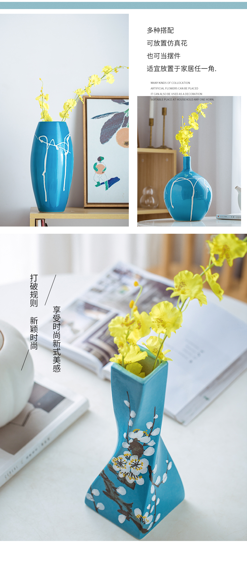 New Chinese style ceramic floret bottle dry flower vases, the sitting room porch flower arranging creative manual furnishing articles home decorations