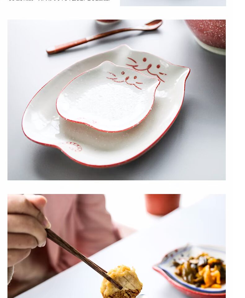 Sheri Nhật Bản dễ thương bộ đồ ăn bằng gốm tại nhà ăn bát cơm bát nước sốt bát đĩa ăn sáng đĩa lớn bát súp thìa ăn cơm