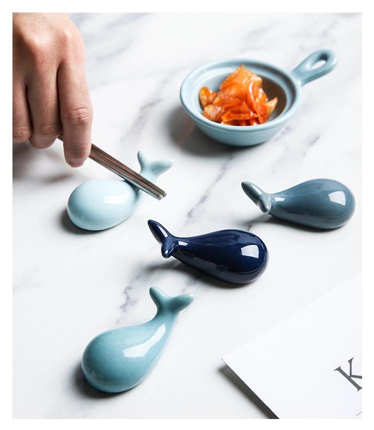 Creative selley express whale ceramic chopsticks rack chopsticks chopsticks pillow spoon holder frame spoon hotel table setting tableware