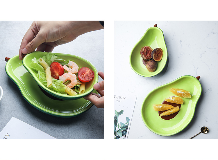 Selley Korean express girl but avocado modelling ceramic salad bowl dessert snacks disc dessert plate fruit bowl