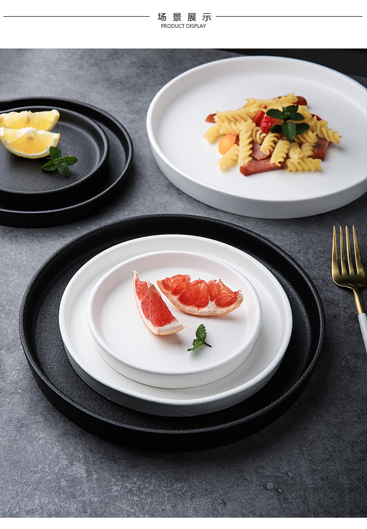 Selley snowflakes glaze ceramic plate, black - and - white pure shallow dish dish square pad breakfast dish plate of beefsteak