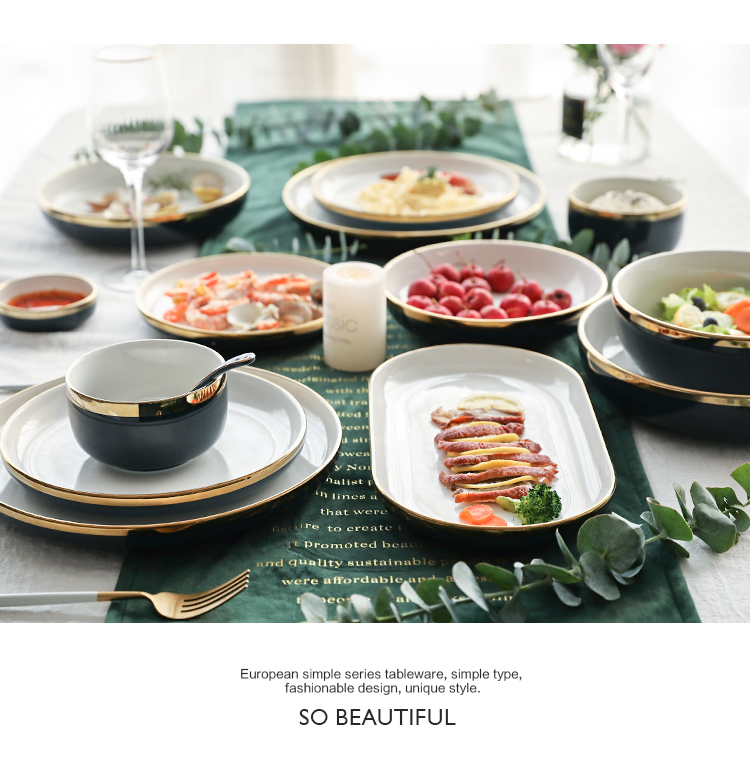 Selley jade exquisite European up phnom penh household ceramics tableware suit steak sauce dish bowl noodles in soup bowl dish