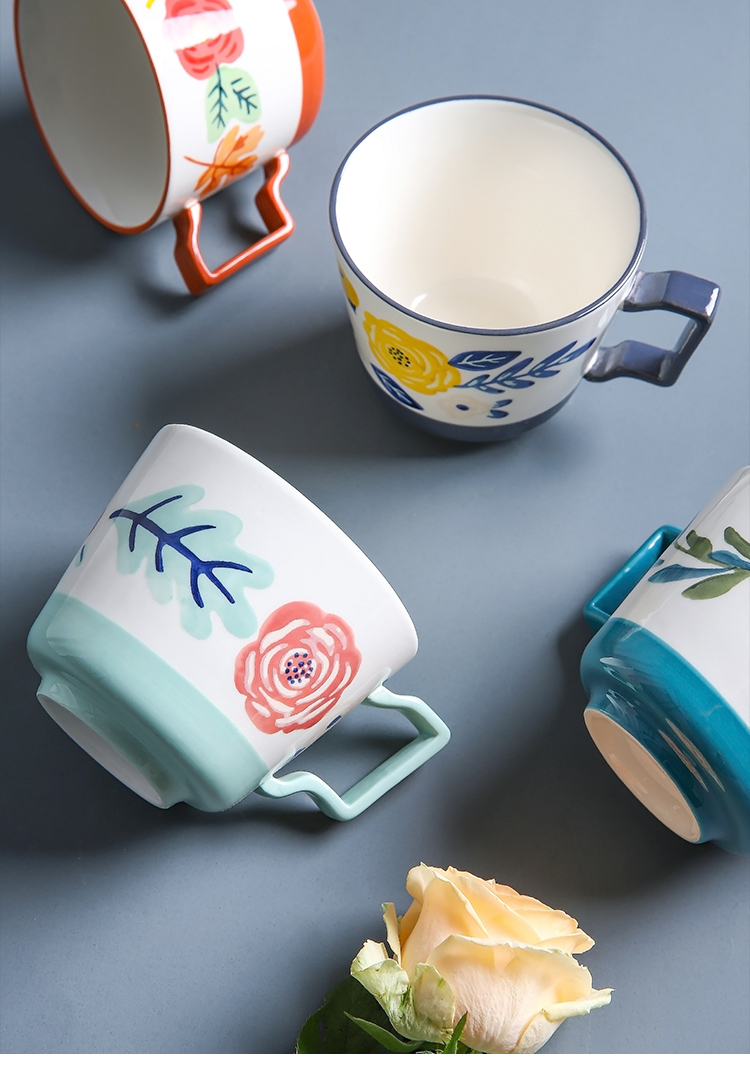 Shed in the four seasons under glaze color porcelain mugs office home tea cup cup coffee cups of milk for breakfast