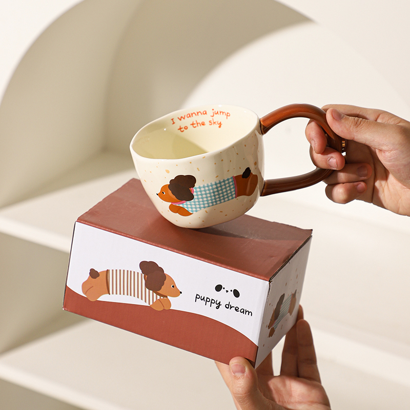 Sheli Big-Eared Ceramic Mug Home Breakfast Cup Creative Office Water Cup High-Value Coffee Milk Cup