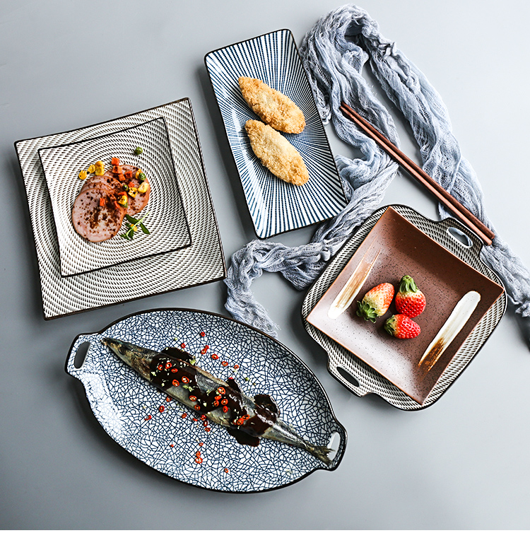 Shed in Japanese and ceramic tableware ears fish dish plate, plate material sushi plate of dumplings plate steak plate