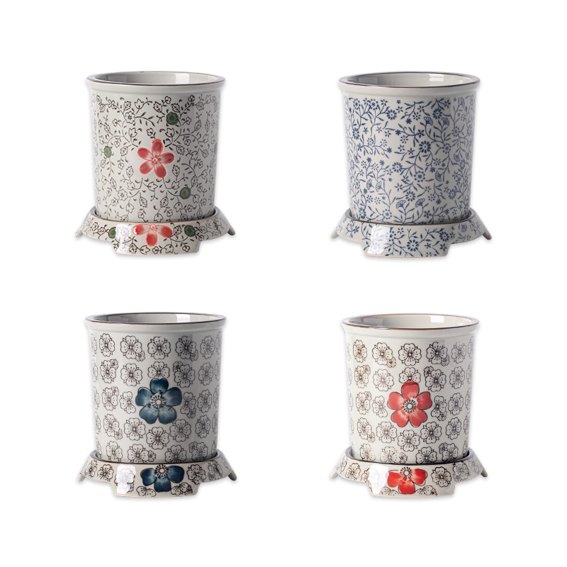 Take a hand - drawn glaze color ceramic base under Japanese chopsticks chopsticks cage tube of style restoring ancient ways of creative drop