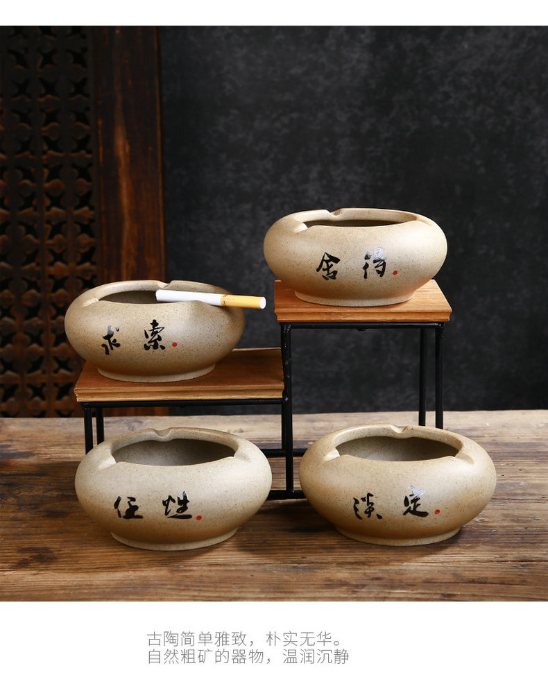 Coarse pottery large ashtray creative move ceramic ashtray Chinese style restoring ancient ways home sitting room wind ashtray furnishing articles