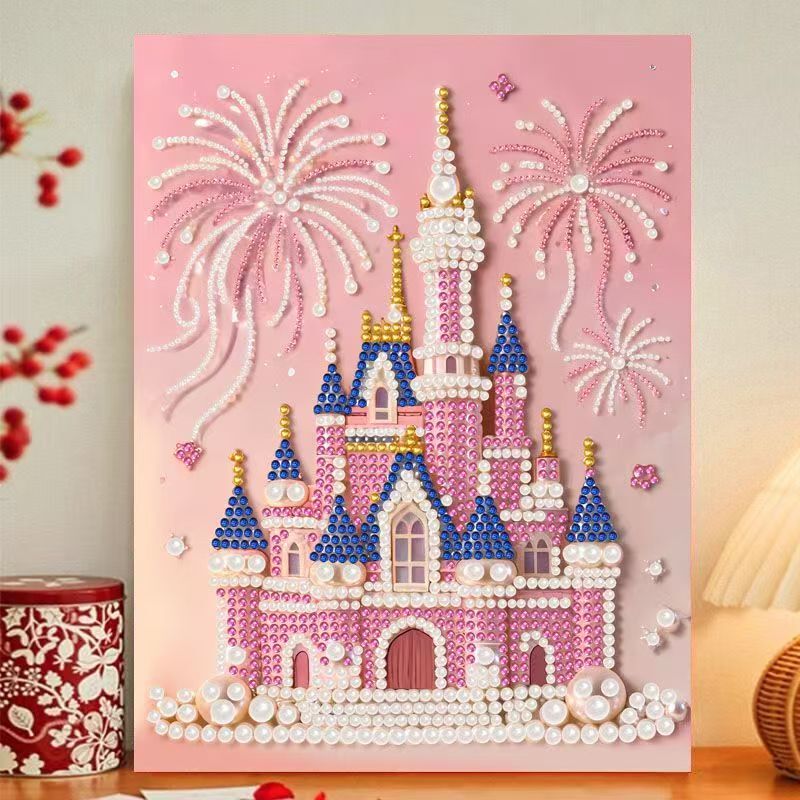 DIY Romantic Pearl Dream Castle Wedding Double Happiness Character Handmade Diamond Painting Creative Gift High-End Decorative Hanging Painting
