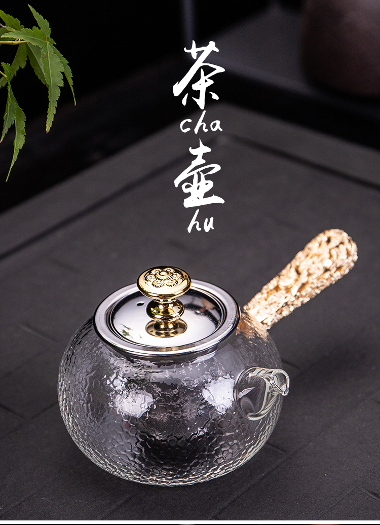 Ya xin company hall, crystal glass paint side the pu - erh tea teapot the boiled tea, the electric TaoLu hammer kung fu tea set