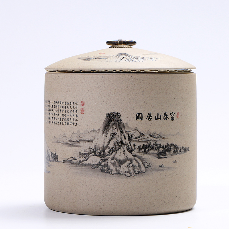 Ya xin company hall of Chinese wind restoring ancient ways caddy fixings large ceramic tassel seal pu 'er moistureproof hide POTS of blue and white