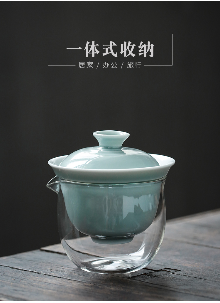 Ya xin ru up travel single Japanese a pot of tea set suit portable ceramic crack cup 2 cups the receive package