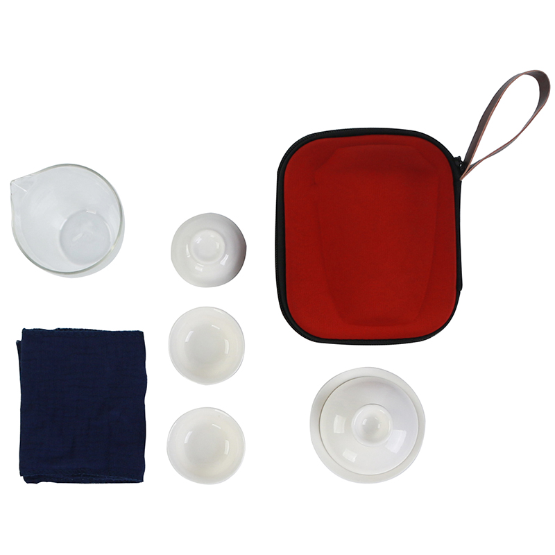 Ya xin ceramic crack cup white porcelain tureen portable travel kung fu tea sets, small household is suing tea bag