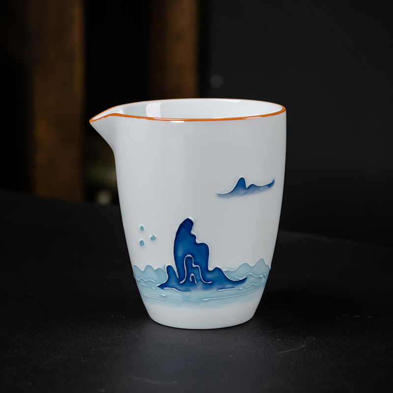 Ya xin company hall hand - made lotus blue points fair keller of tea ware archaize ceramic tea set glaze color and a cup of tea under the sea