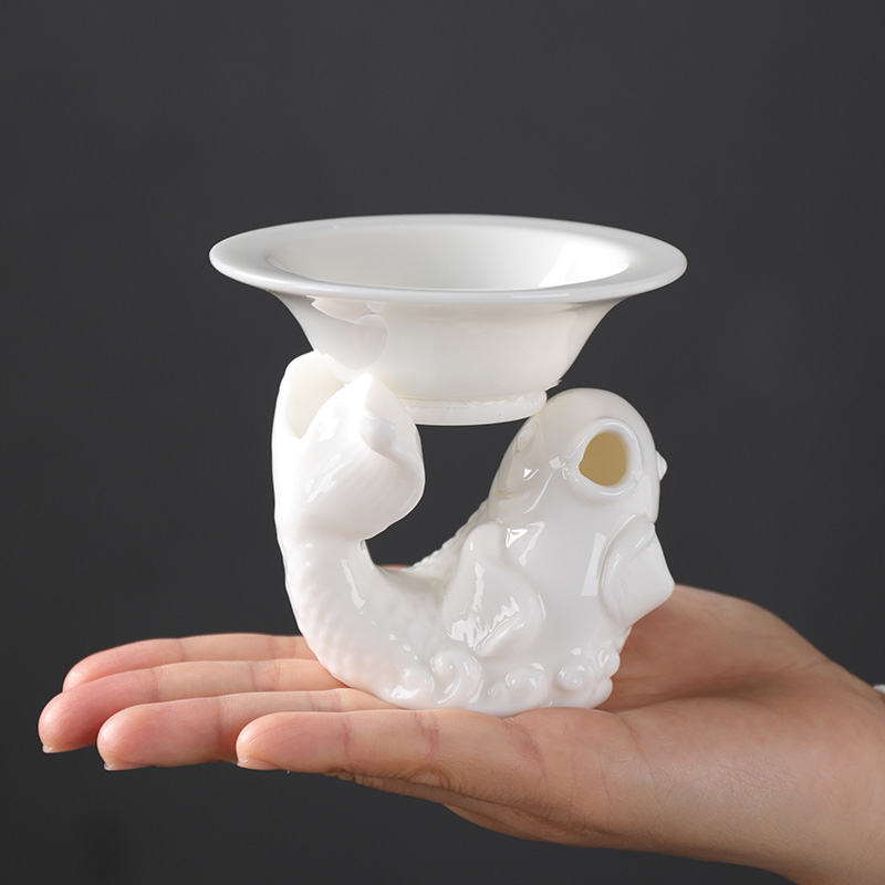 Ya xin dehua porcelain jade) tea tea tea filters white porcelain tea hook exchanger with the ceramics filter tea tea strainer