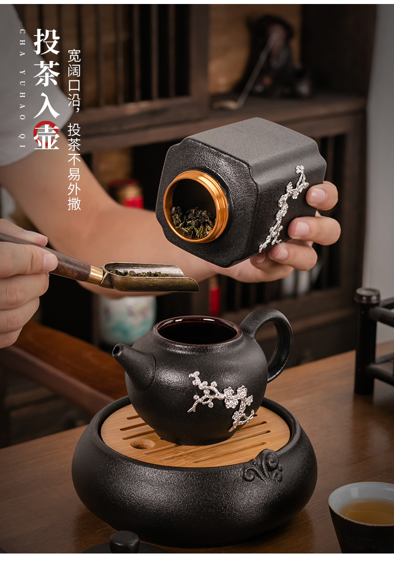 Ya xin company hall to crack a pot of hot ceramic prevention three glass portable travel kung fu tea set contracted