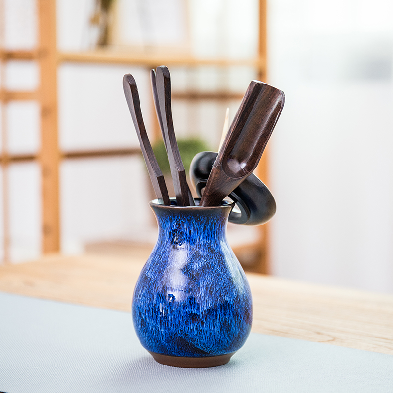 Ya xin $# up ceramic ebony tea six gentleman home tea art combination teaspoons ChaGa ChaZhen accessories